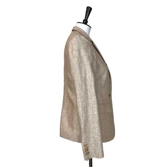 J.Crew Women’s Blazer Linen Schoolboy One Button Slim Lapel Natural Tan Size 6 - Picture 3 of 12